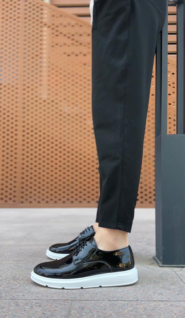 BA0003 Lace-up Classic Black Patent Leather High Platform Casual Men's Shoes