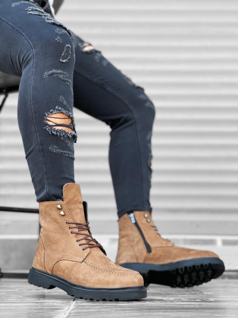 BA0212 Inside and Outside Genuine Nubuck Leather Tabby Men's Boots