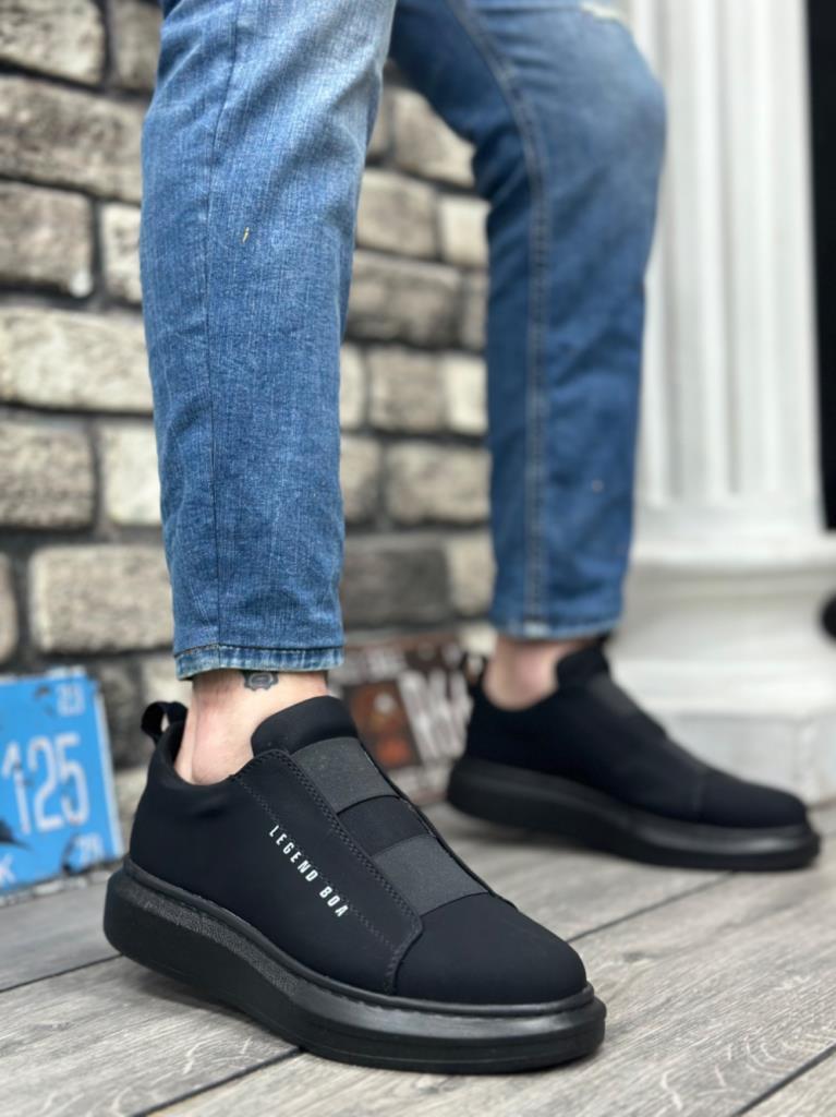 BA0307 BOA Thick High Sole Double Strap Black Men's Shoes