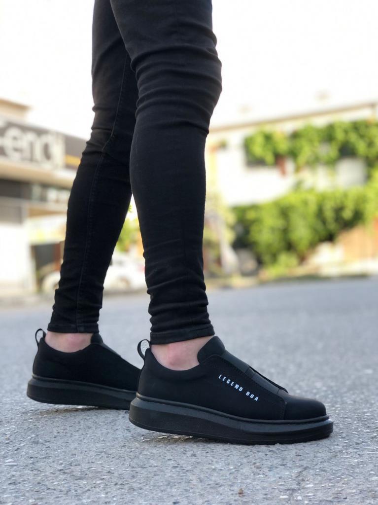 BA0307 BOA Thick High Sole Double Strap Black Men's Shoes