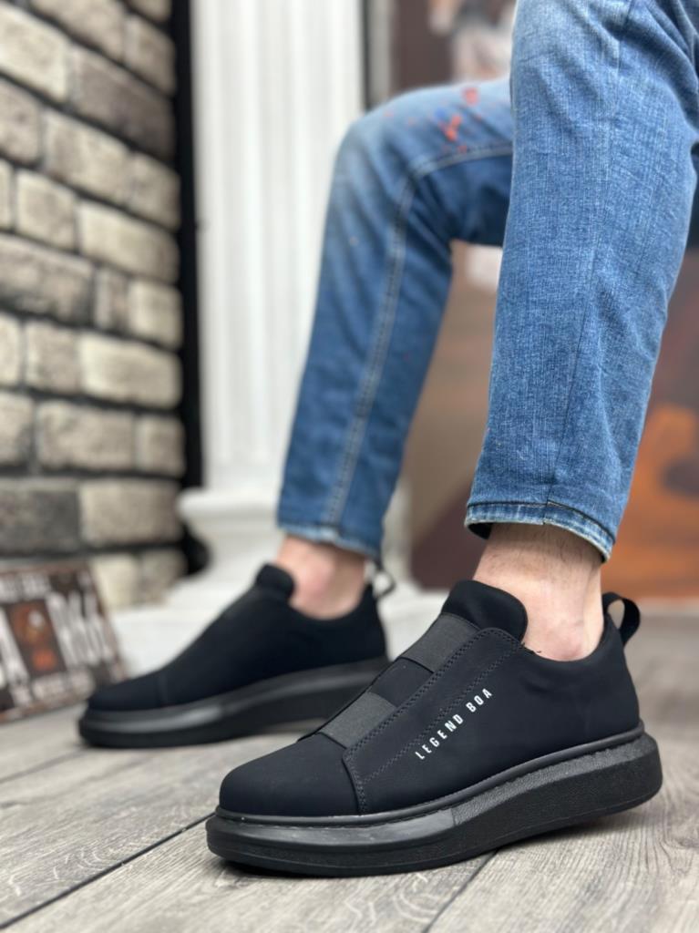 BA0307 BOA Thick High Sole Double Strap Black Men's Shoes