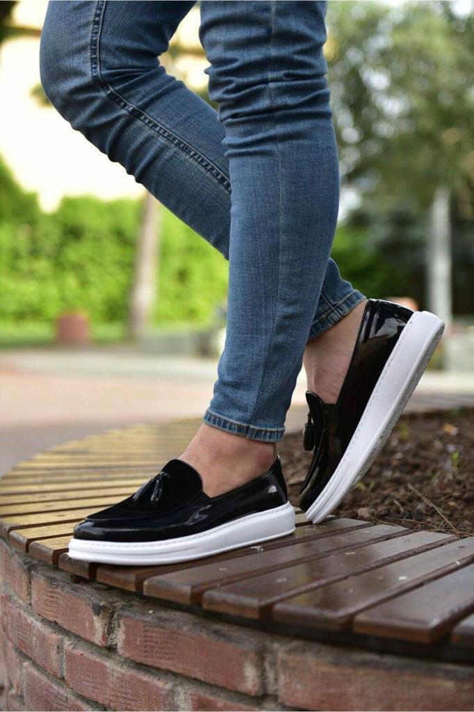 Chekich CH002 Patent Leather BT Men's Shoes BLACK
