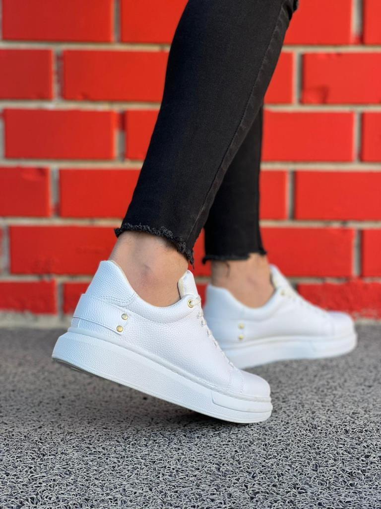 KB047 White Leather Casual Men's Shoes