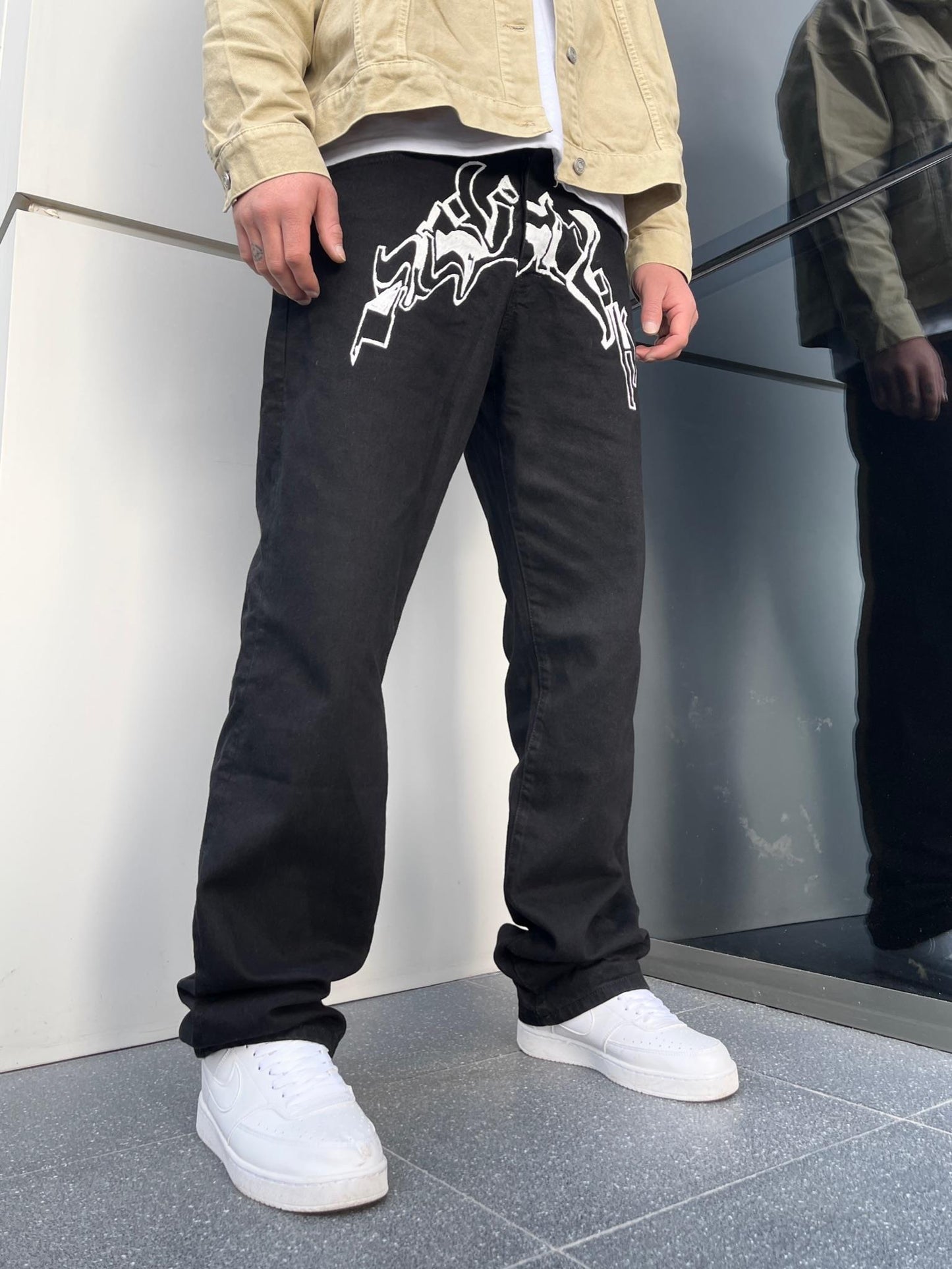 Premium Designer Words Baggy Jeans