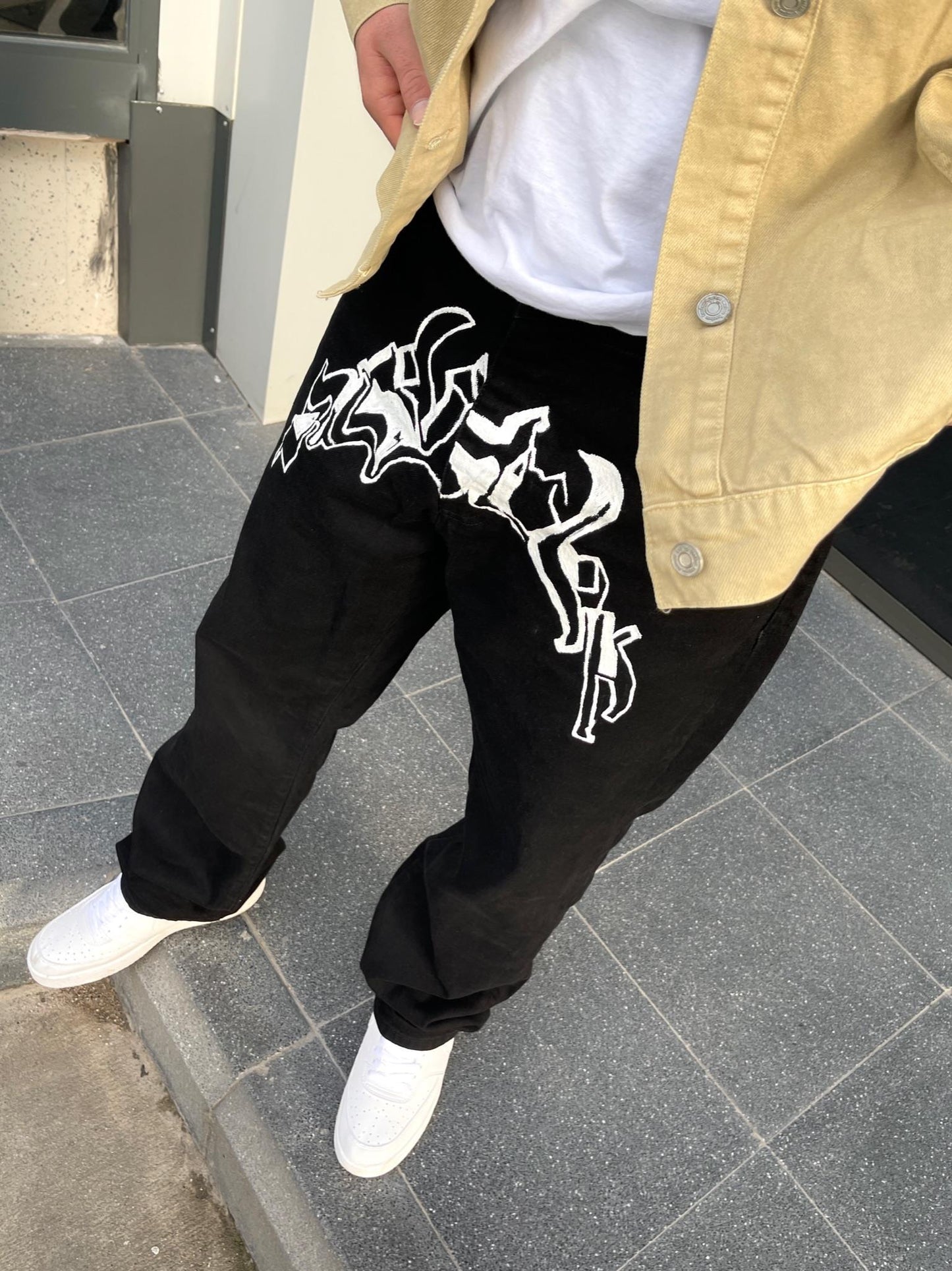 Premium Designer Words Baggy Jeans