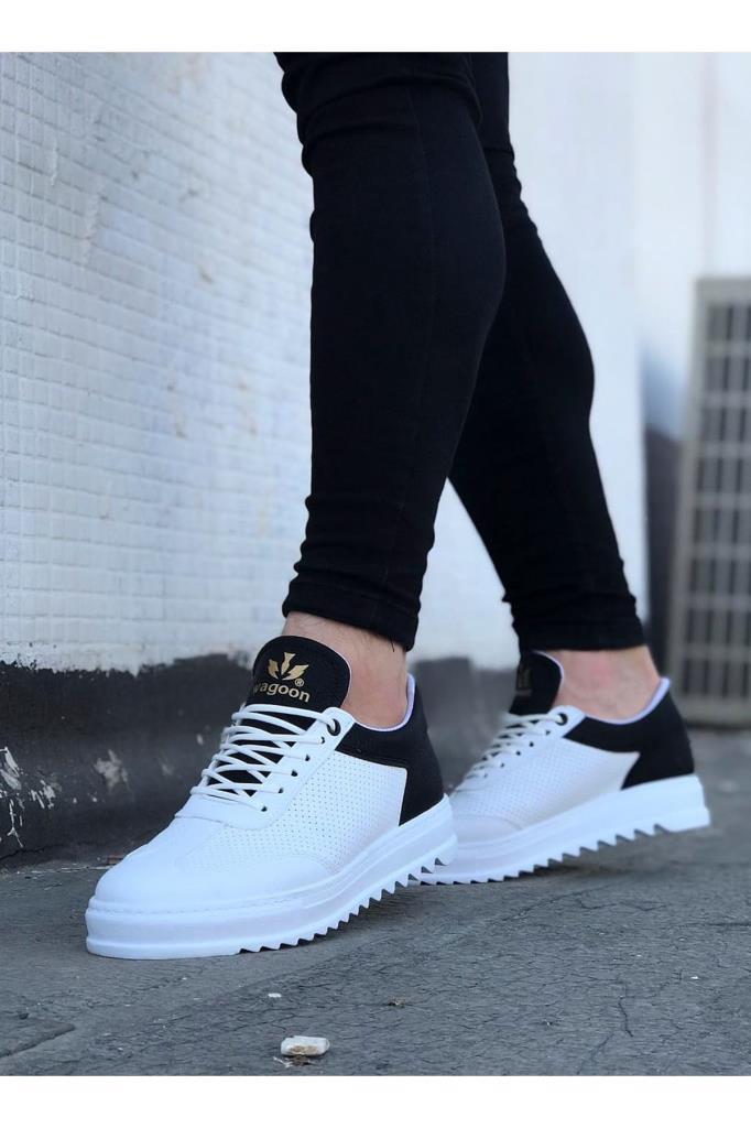 Wagoon WG022 White Black Men's Casual Shoes