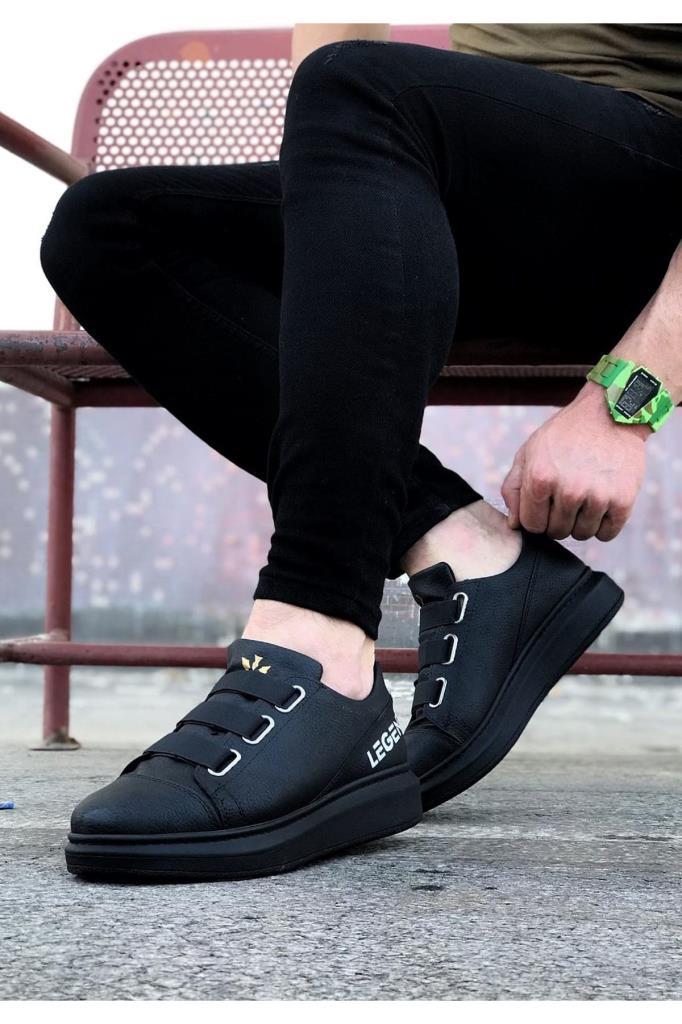 Wagoon WG029 3 Strap Legend Coal Thick Sole Casual Men's Shoes