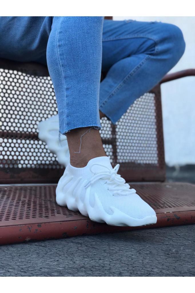 Wagoon WG300 White Knit Band Bottom Casual Men's Shoes