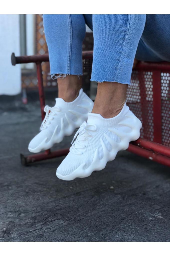Wagoon WG300 White Knit Band Bottom Casual Men's Shoes