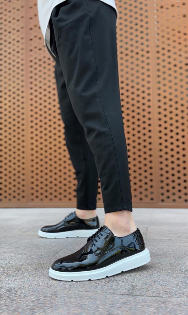 BA0003 Lace-up Classic Black Patent Leather High Platform Casual Men's Shoes