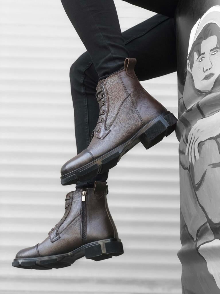 BA0185 Genuine Leather Brown Men's Postal Boots