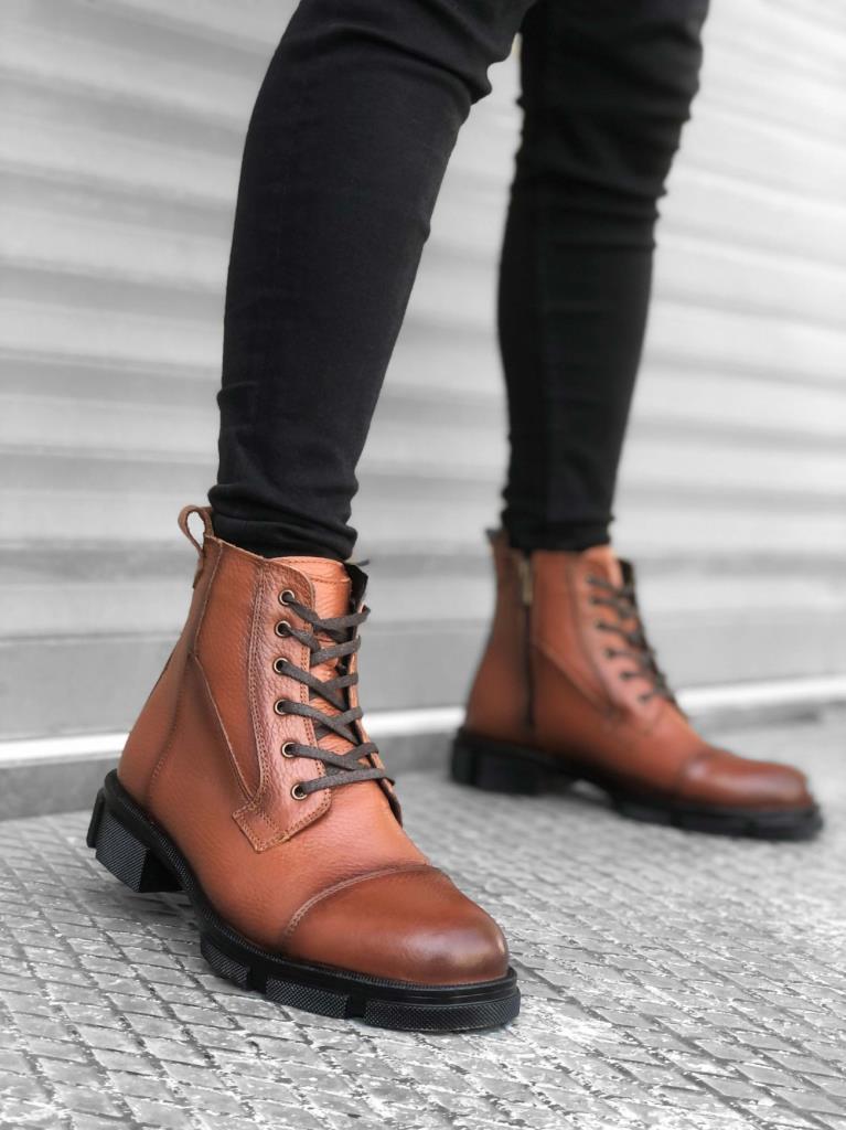 BA0185 Genuine Leather Brown Men's Postal Boots