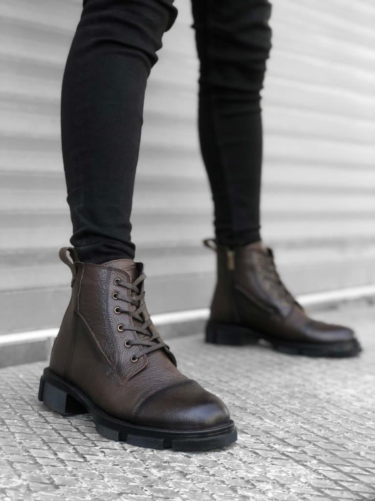 BA0185 Genuine Leather Brown Men's Postal Boots