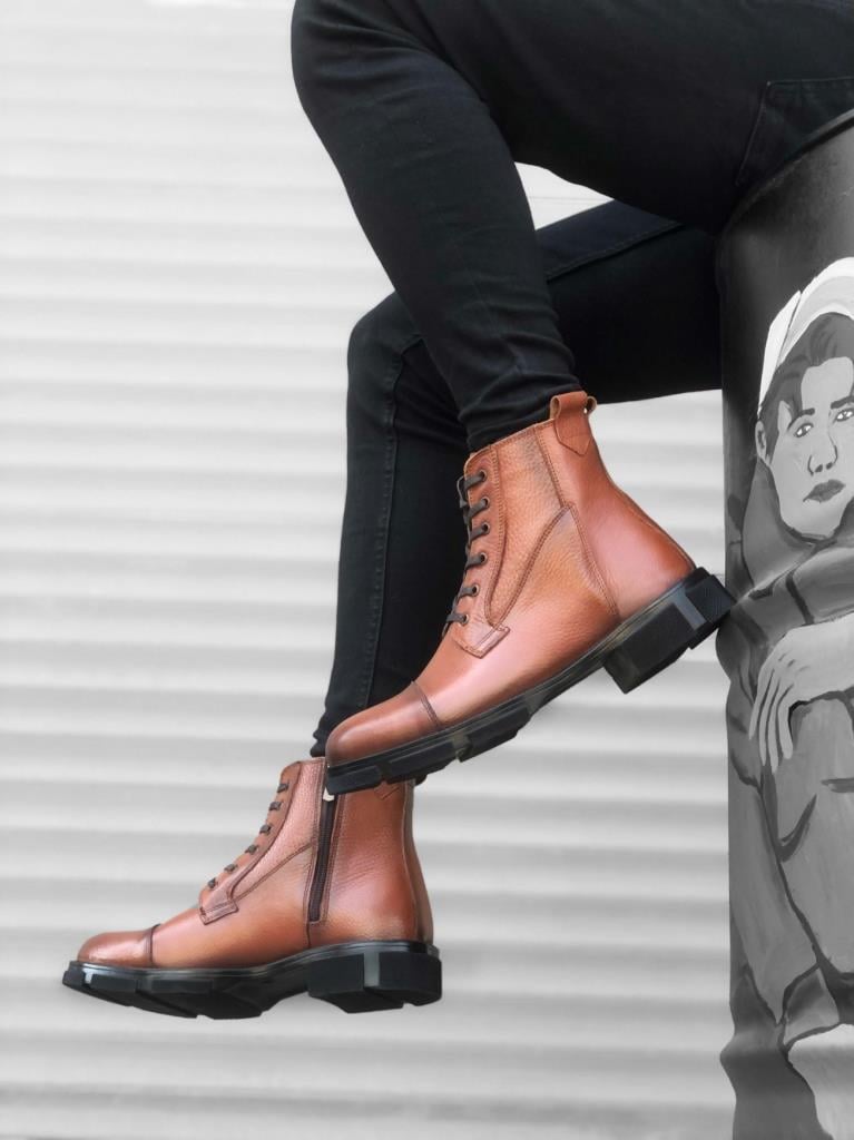 BA0185 Genuine Leather Brown Men's Postal Boots