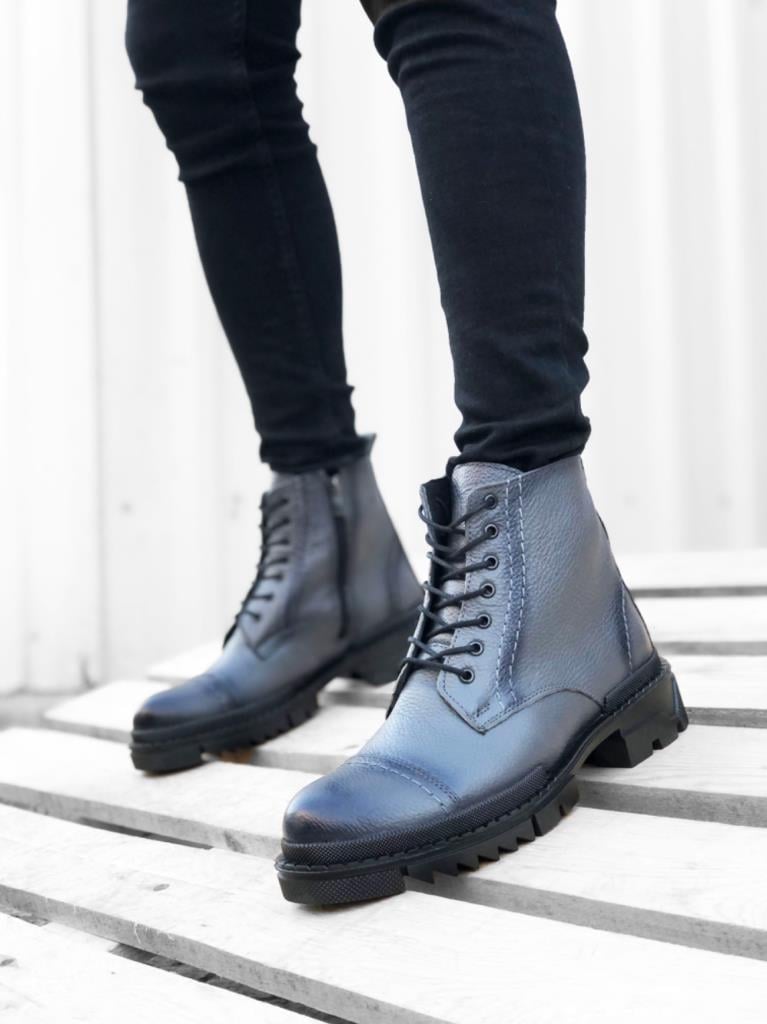 BA0187 Genuine Leather Men's Zippered Half Boot
