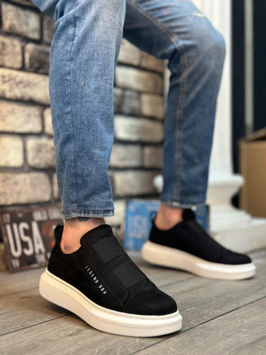 BA0307 BOA Suede Double Strap Black White Sole Men's Shoes