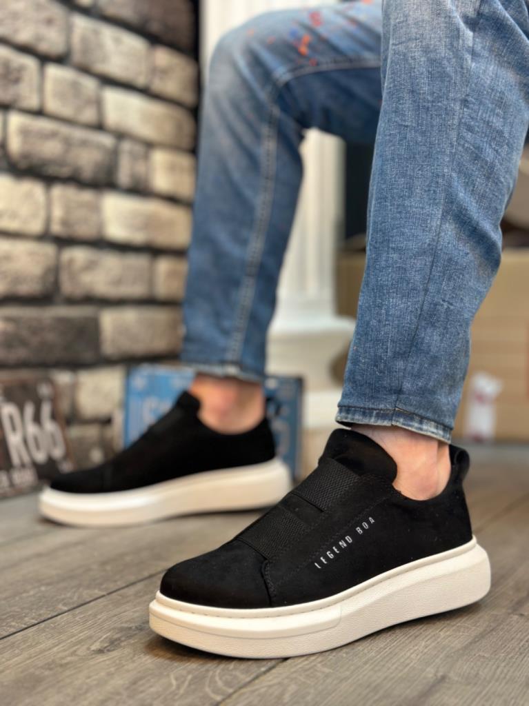 BA0307 BOA Suede Double Strap Black White Sole Men's Shoes