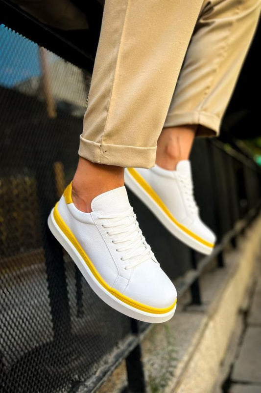 CH979 Santoni GBT Sport Men's Shoes WHITE/YELLOW