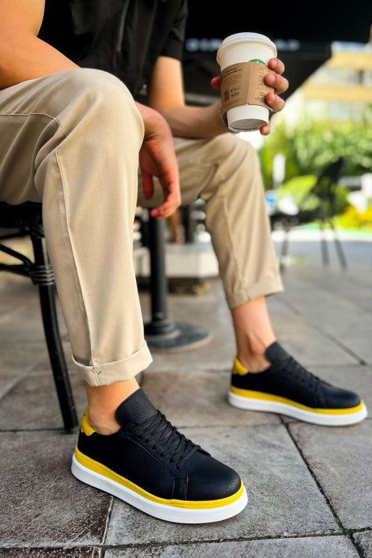 CH979 Santoni GBT Sport Men's Shoes BLACK/YELLOW