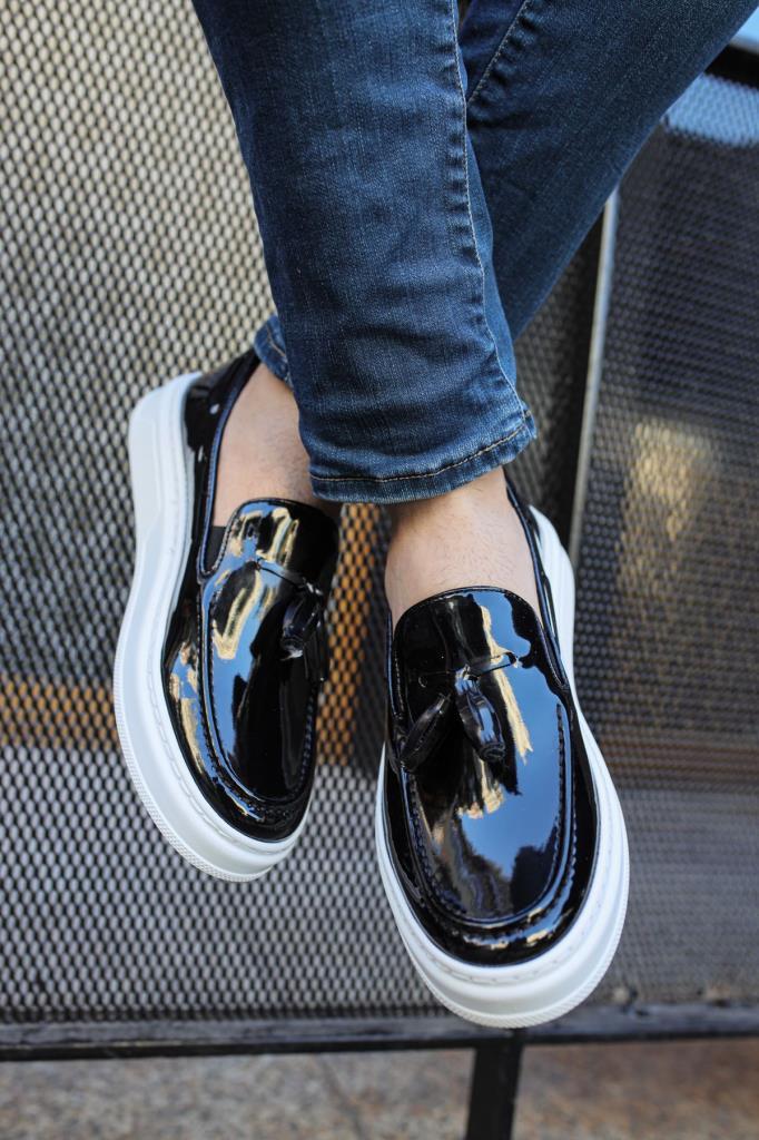Chekich CH127 Patent Leather BT Men's Shoes BLACK