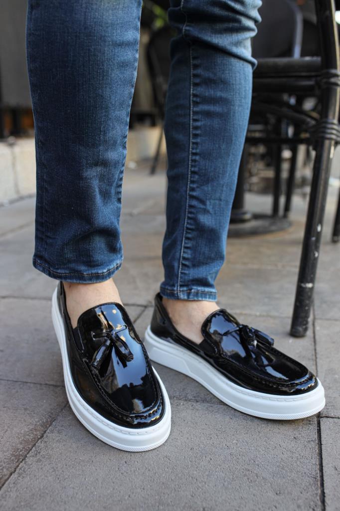 Chekich CH127 Patent Leather BT Men's Shoes BLACK