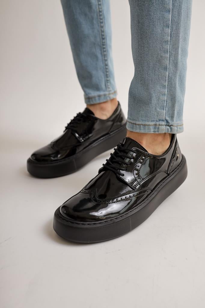 Chekich CH149 ST Patent Leather Men's Shoes BLACK