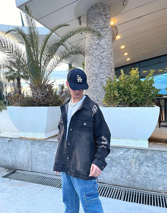 Men's Oversized Distressed Denim Jacket