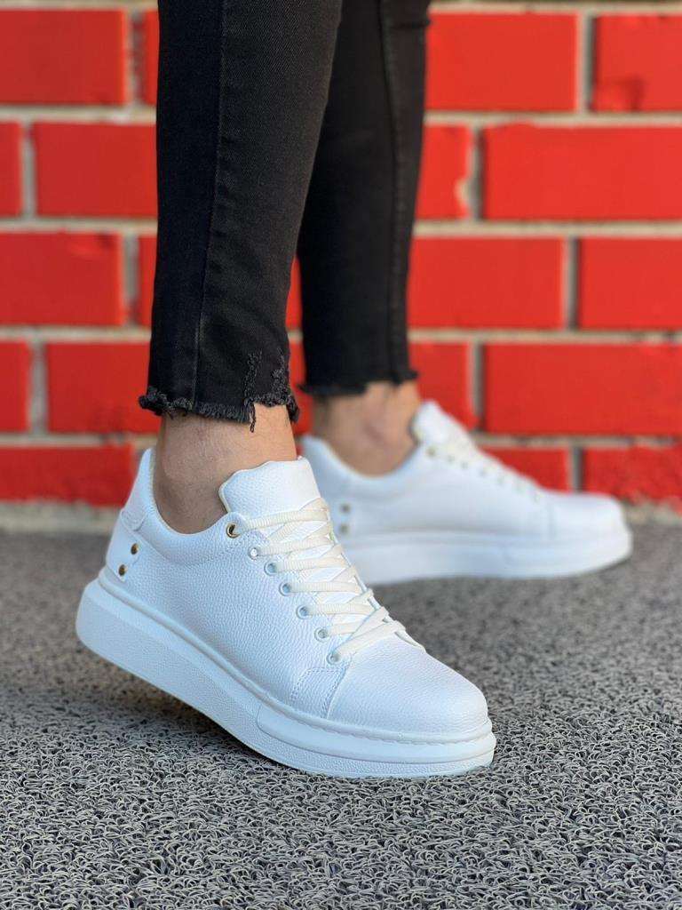 KB047 White Leather Casual Men's Shoes