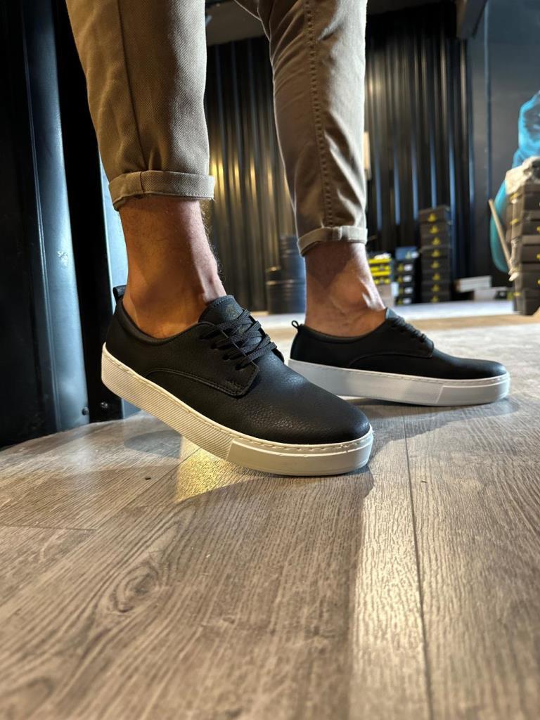 Knack Casual Shoes 077 Black (White Sole)