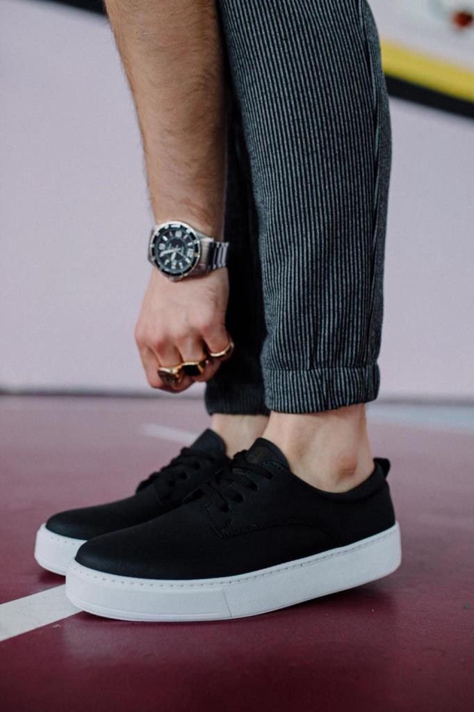 Knack Casual Shoes 077 Black (White Sole)