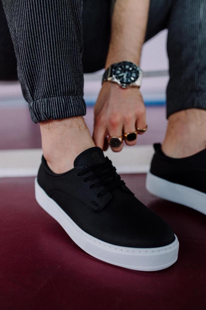 Knack Casual Shoes 077 Black (White Sole)