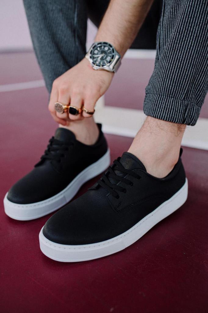 Knack Casual Shoes 077 Black (White Sole)