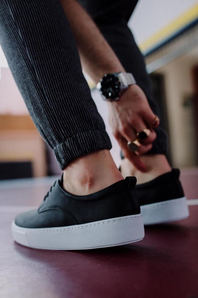 Knack Casual Shoes 077 Black (White Sole)