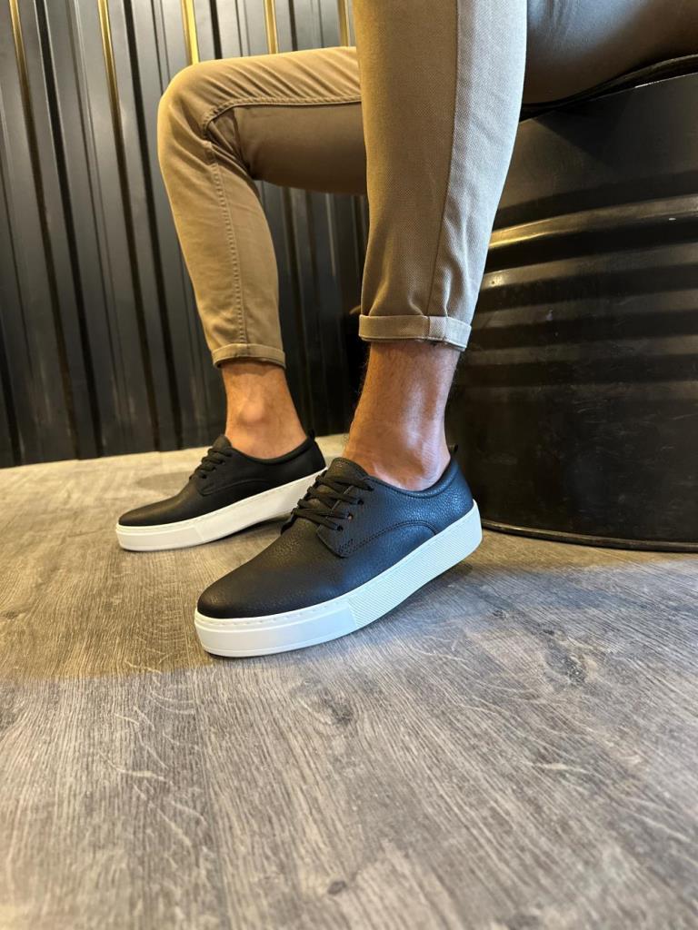 Knack Casual Shoes 077 Black (White Sole)