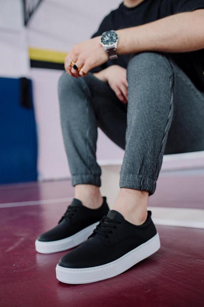 Knack Casual Shoes 077 Black (White Sole)