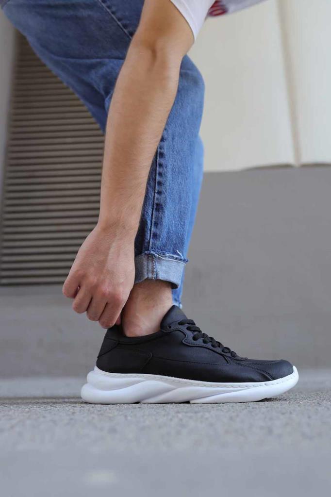 Knack Sneakers Shoes 065 Black (White Sole)