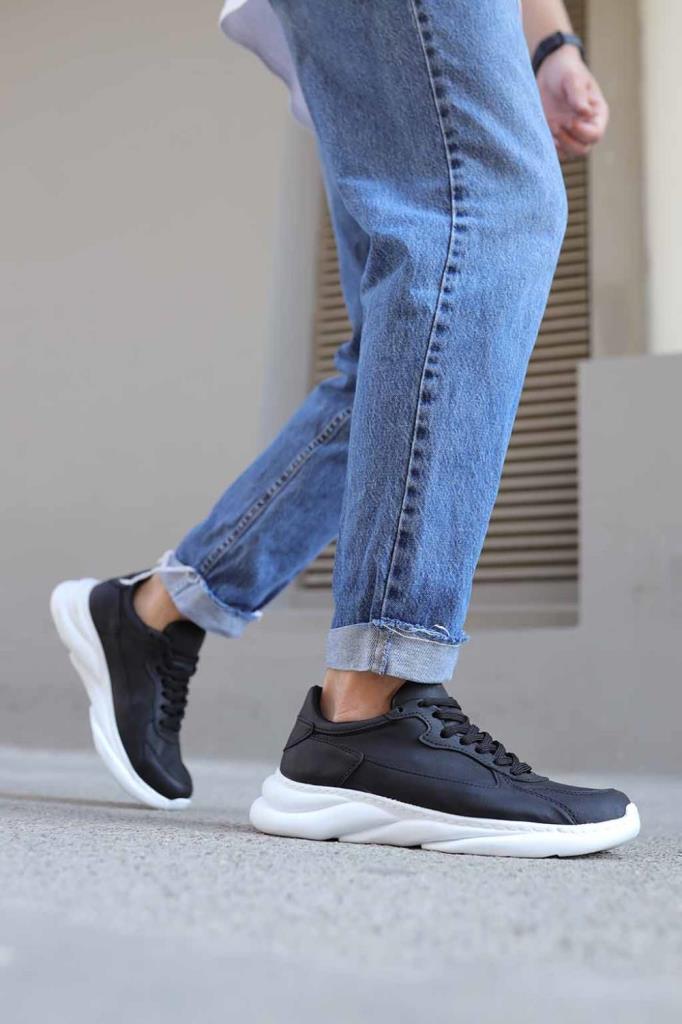 Knack Sneakers Shoes 065 Black (White Sole)