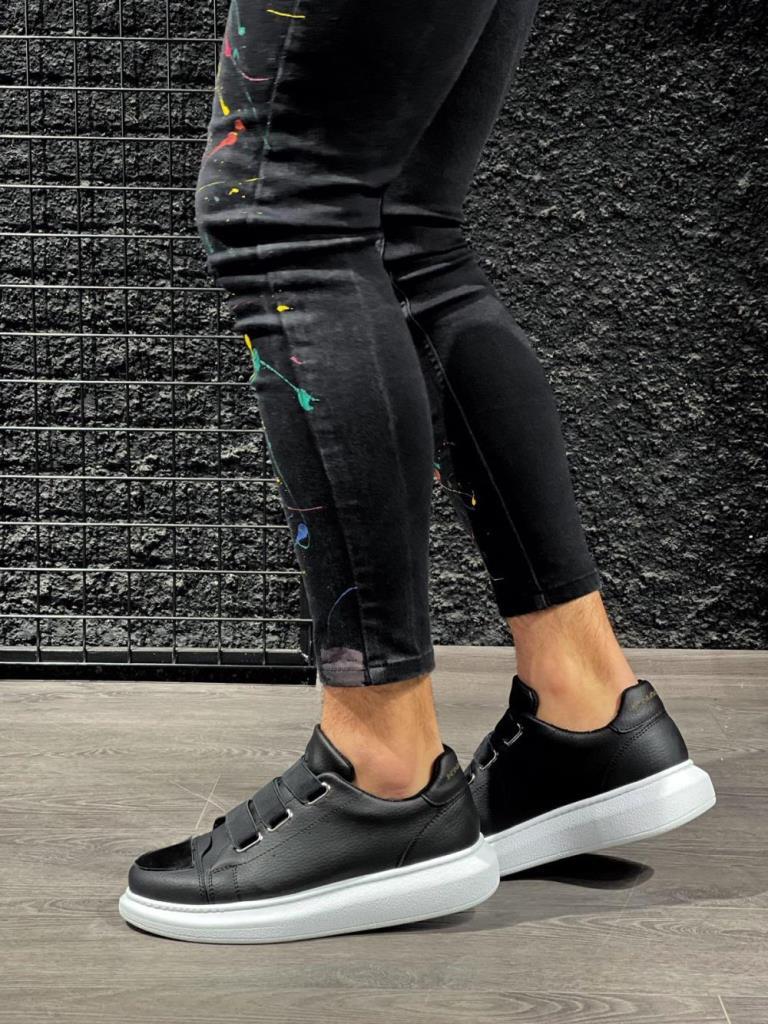 Knack Sneakers Shoes 888 Black (White Sole)