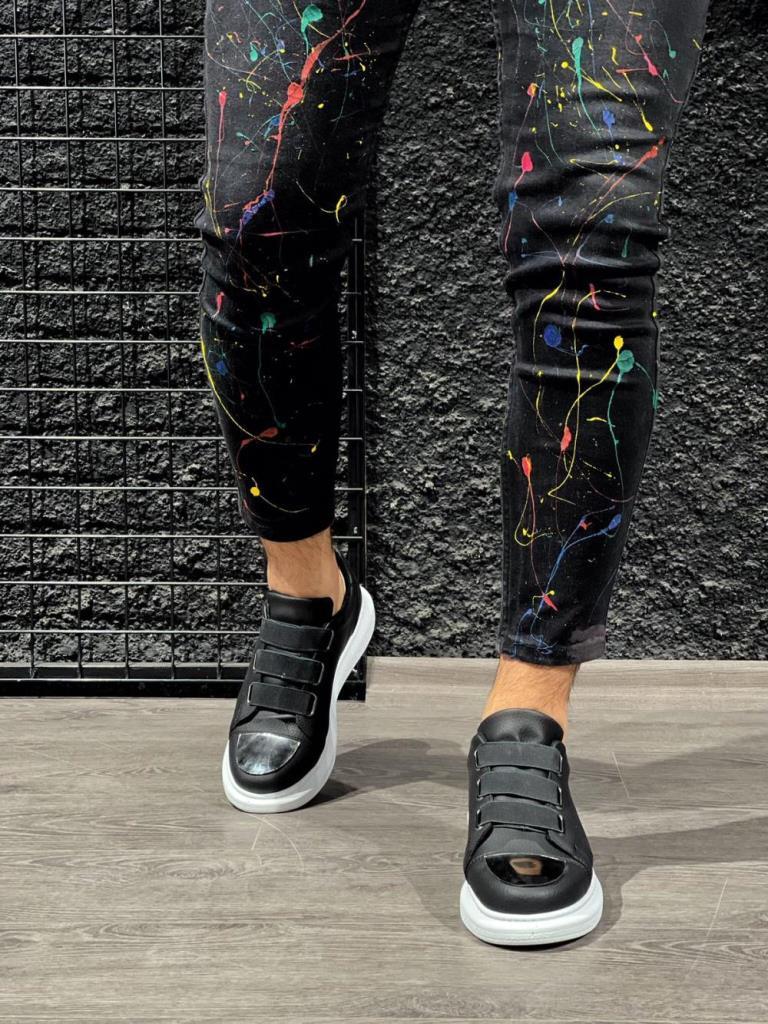 Knack Sneakers Shoes 888 Black (White Sole)