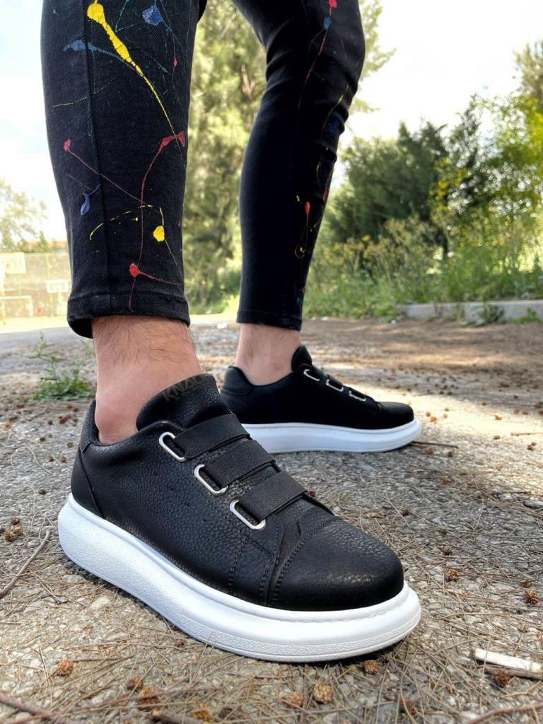 Knack Sneakers Shoe 889 Black (White Sole)
