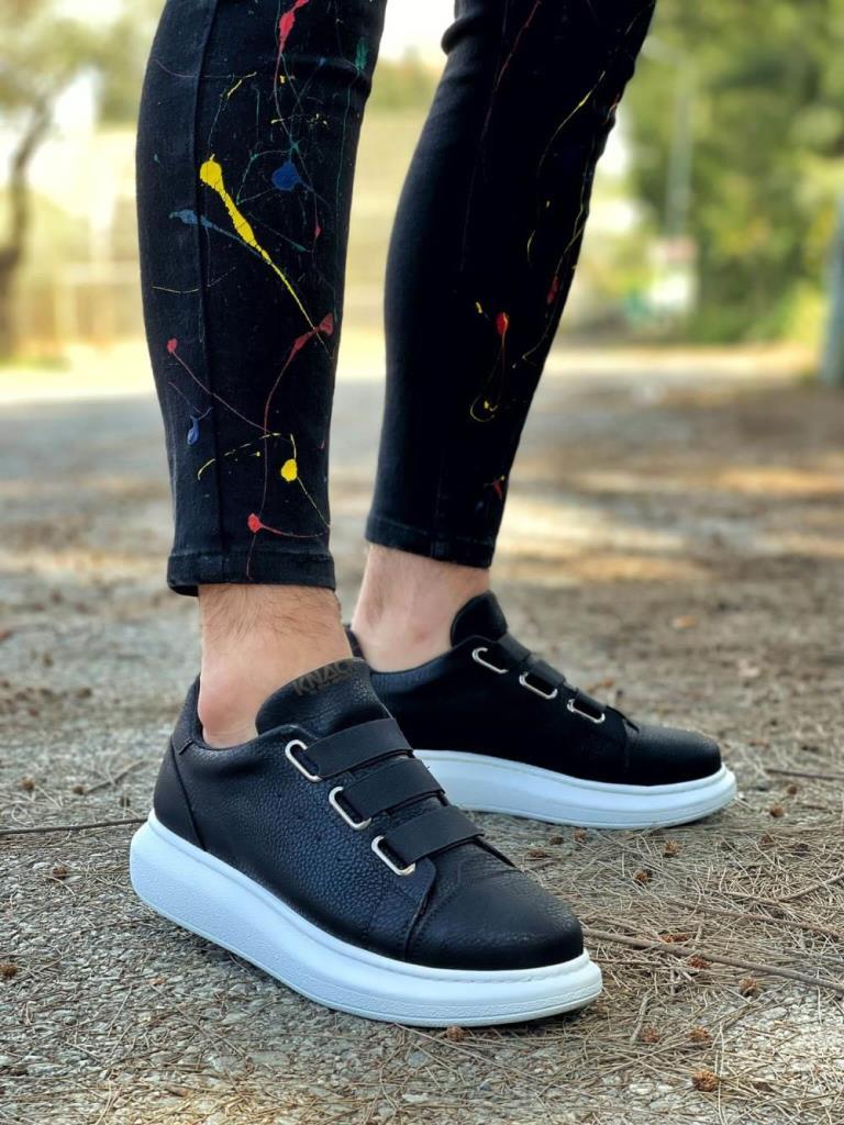 Knack Sneakers Shoe 889 Black (White Sole)