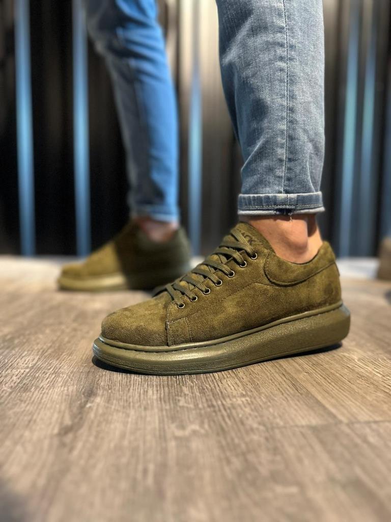 Knack High Platform Suede Casual Shoes Khaki