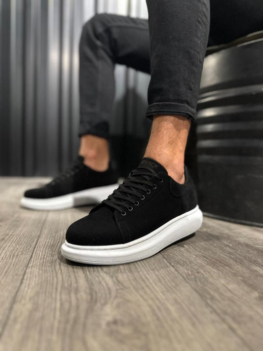 Knack High-Sole Casual Suede Shoes, Black-White