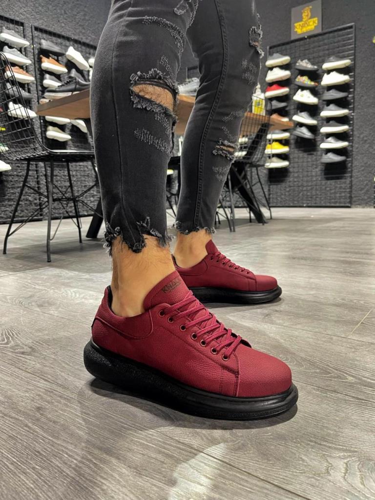 Knack High Sole Casual Shoe 045 Burgundy (Black Sole)