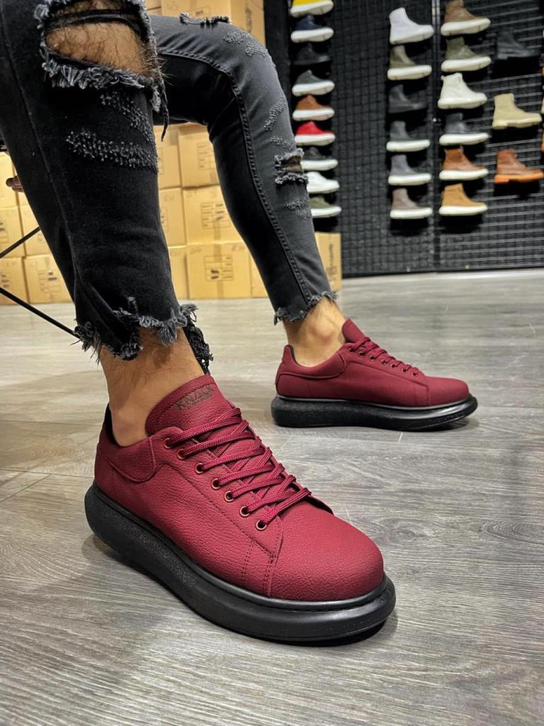 Knack High Sole Casual Shoe 045 Burgundy (Black Sole)