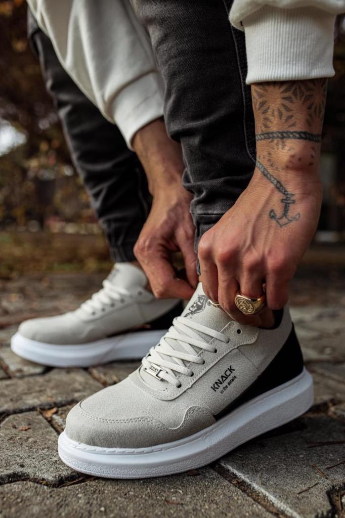 Knack High Sole Everyday Suede Shoes 040 Stone