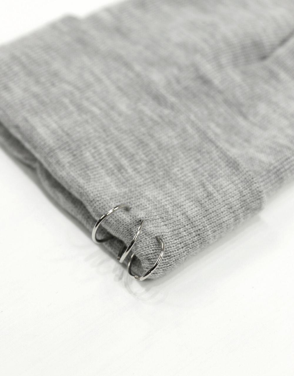 Unisex Gray Beanie with Piercing Detail
