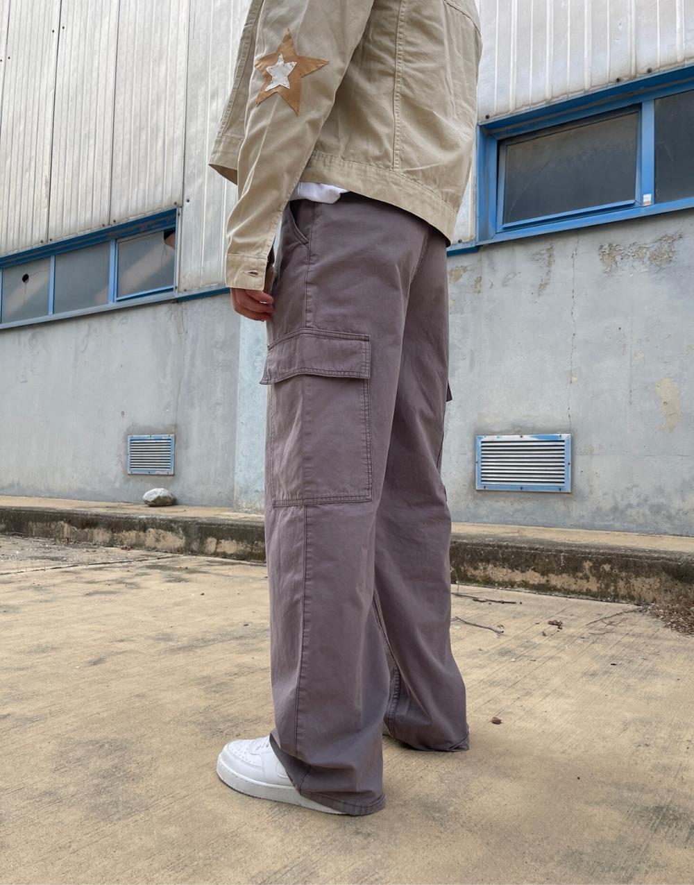 Premium Baggy Cargo Pants - Smoke Grey