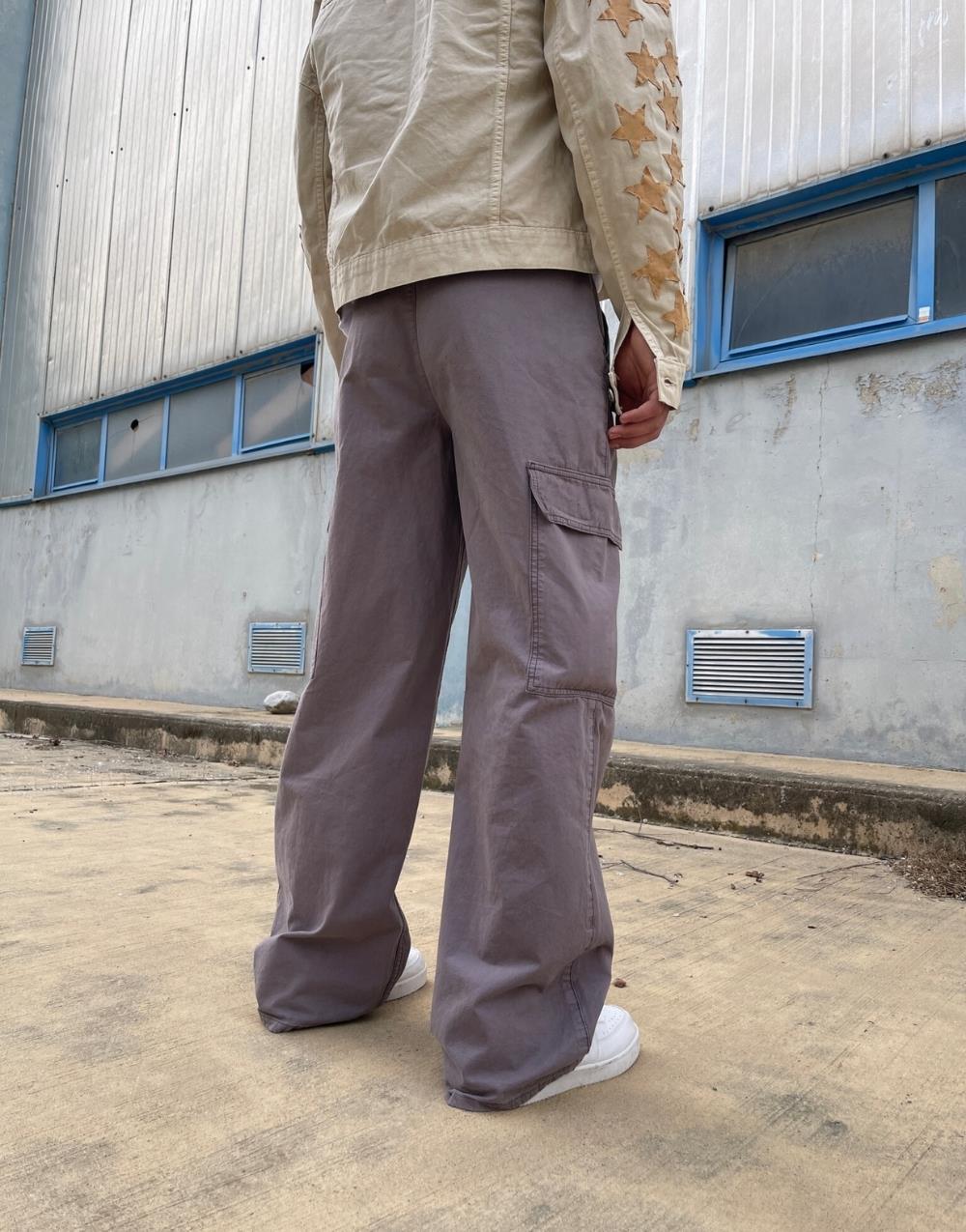 Premium Baggy Cargo Pants - Smoke Grey
