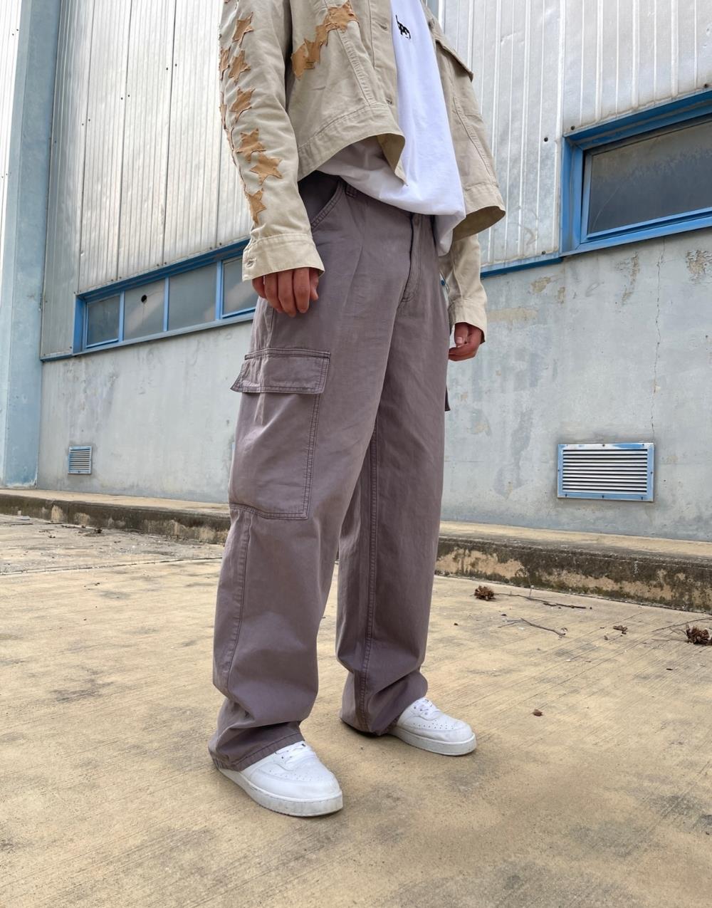 Premium Baggy Cargo Pants - Smoke Grey